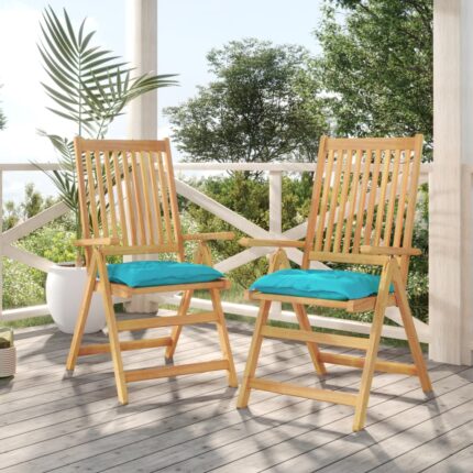 Coussins de chaise lot de 2 turquoise 40x40x7 cm tissu