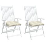 Coussins de chaise lot de 2 blanc crème 50x50x7 cm tissu oxford – Image 2
