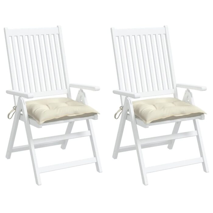 Coussins de chaise lot de 2 blanc crème 50x50x7 cm tissu oxford – Image 2