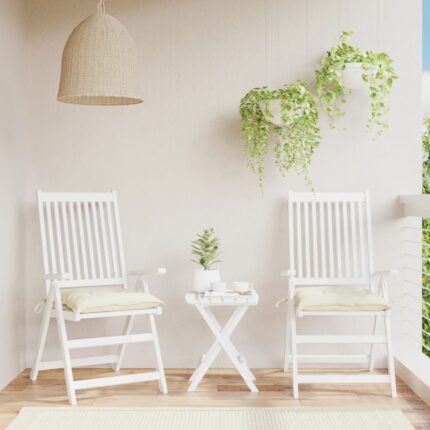 Coussins de chaise lot de 2 blanc crème 50x50x7 cm tissu oxford