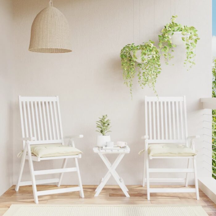 Coussins de chaise lot de 2 blanc crème 50x50x7 cm tissu oxford – Image 1