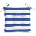 Coussins de chaise lot de 6 rayures bleues blanches 50x50x7 cm – Image 2