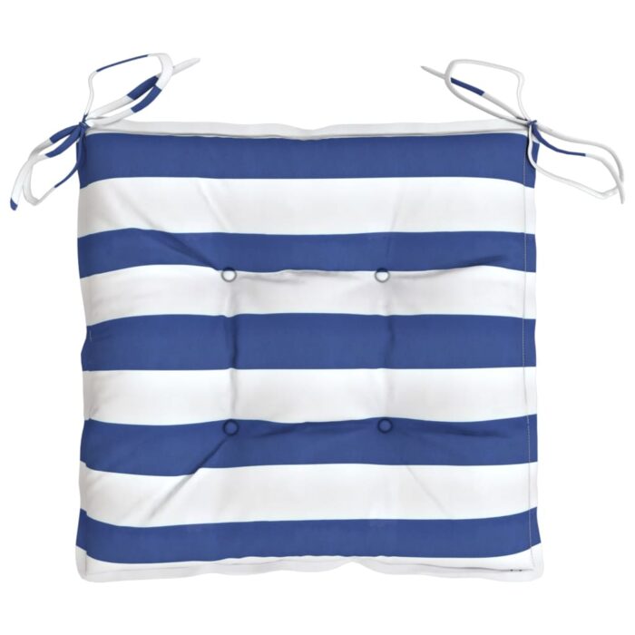 Coussins de chaise lot de 6 rayures bleues blanches 50x50x7 cm – Image 2