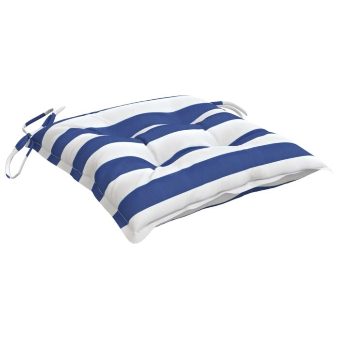 Coussins de chaise lot de 6 rayures bleues blanches 50x50x7 cm – Image 3