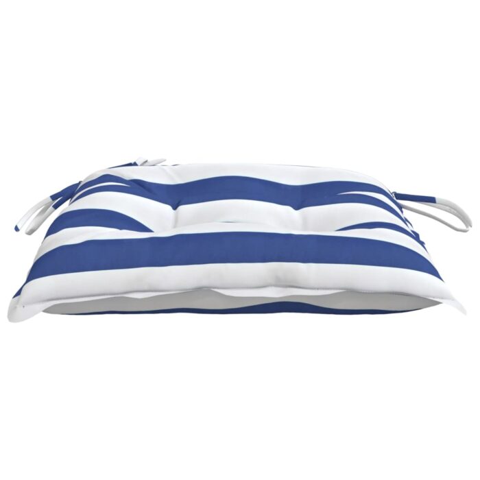 Coussins de chaise lot de 6 rayures bleues blanches 50x50x7 cm – Image 4