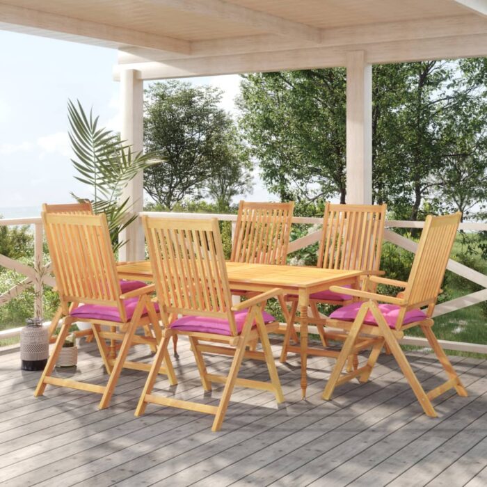 Coussins de chaise lot de 6 rose 50x50x7 cm tissu oxford – Image 1