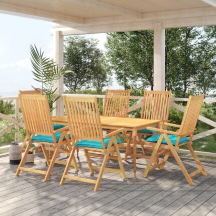 Coussins de chaise lot de 6 turquoise 50x50x7 cm tissu oxford