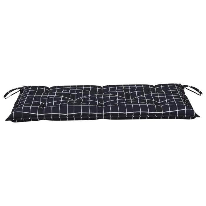 Coussin de banc de jardin carreaux noir 100x50x7cm tissu oxford – Image 2