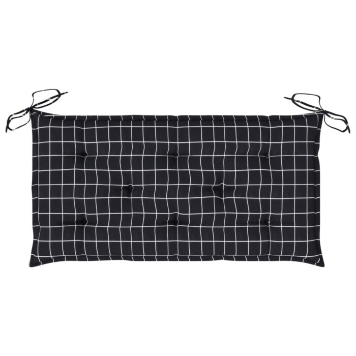 Coussin de banc de jardin carreaux noir 100x50x7cm tissu oxford – Image 3