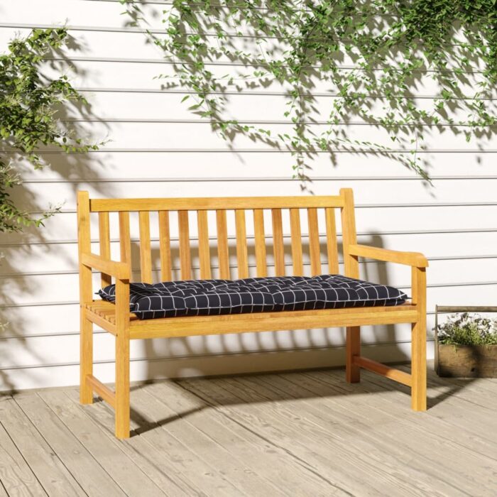 Coussin de banc de jardin carreaux noir 100x50x7cm tissu oxford – Image 1