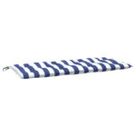 Coussin de banc de jardin rayures bleues et blanches 120x50x7cm – Image 2