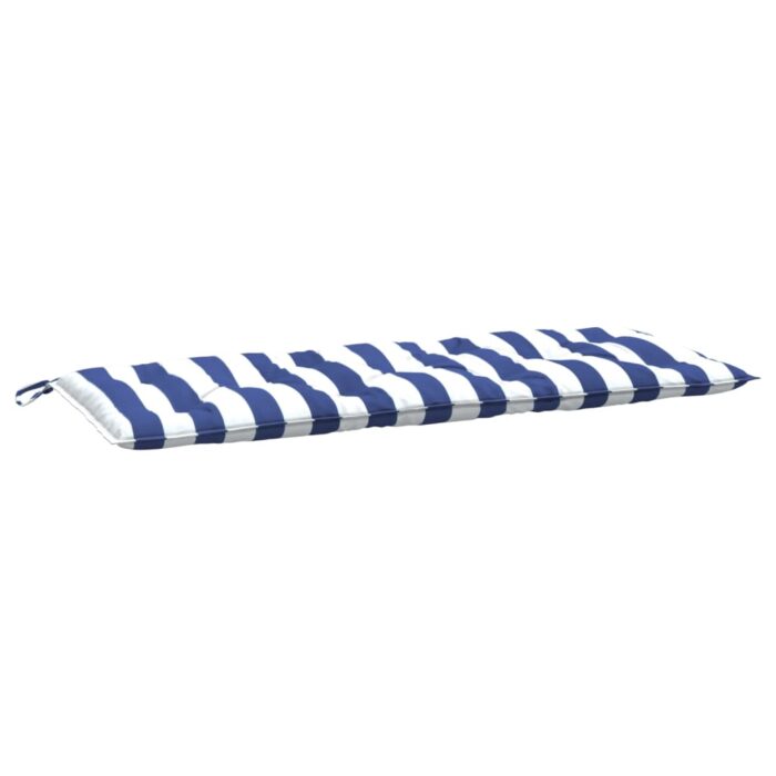 Coussin de banc de jardin rayures bleues et blanches 120x50x7cm – Image 2