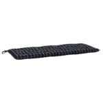 Coussin de banc de jardin carreaux noir 120x50x7 cm tissu – Image 2