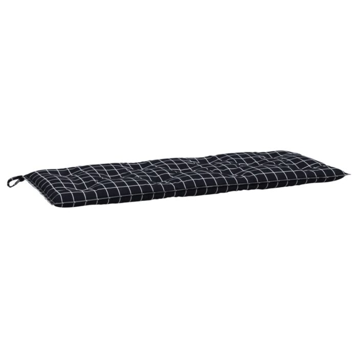 Coussin de banc de jardin carreaux noir 120x50x7 cm tissu – Image 2