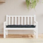 Coussin de banc de jardin carreaux noir 120x50x7 cm tissu