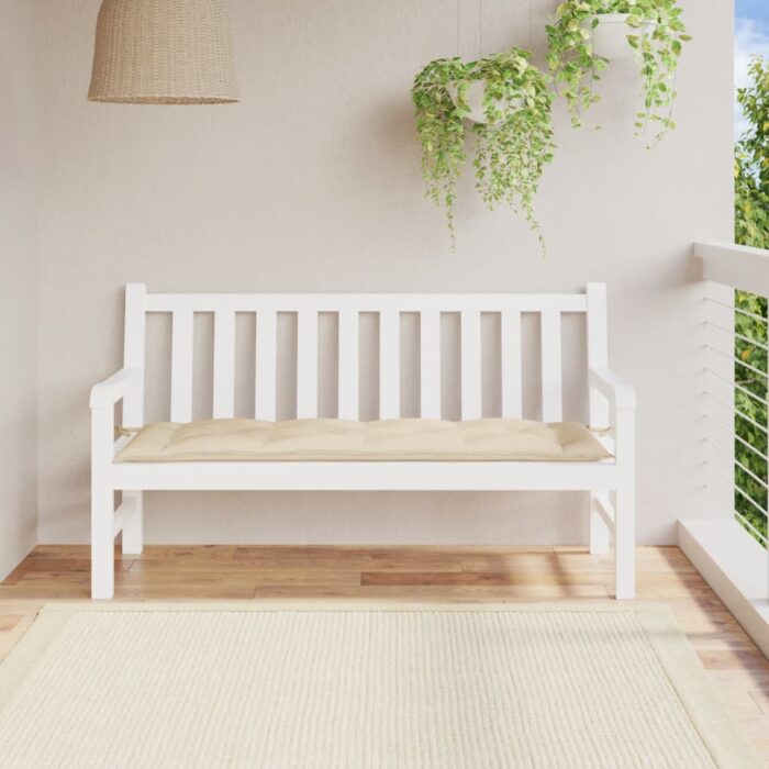 Coussin de banc de jardin beige 150x50x7 cm tissu oxford – Image 1