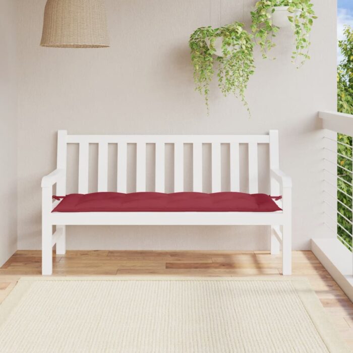 Coussin de banc de jardin rouge bordeaux 150x50x7 cm – Image 1