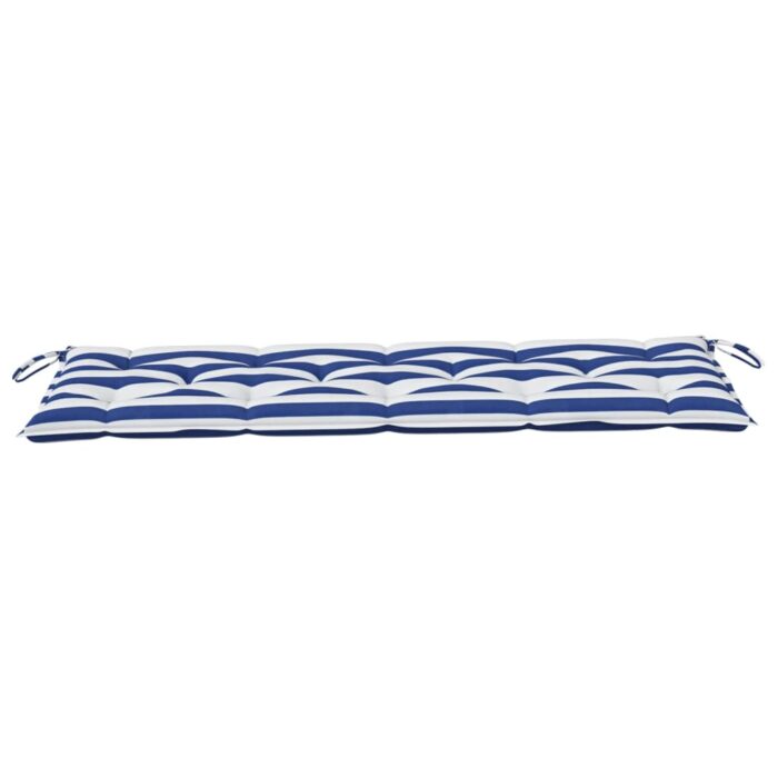 Coussin de banc de jardin rayures bleues et blanches 150x50x7cm – Image 2