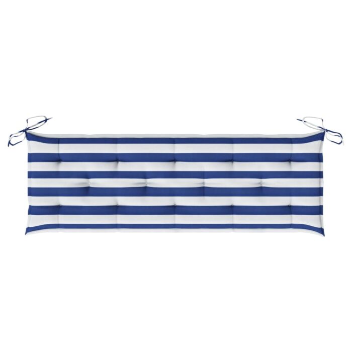 Coussin de banc de jardin rayures bleues et blanches 150x50x7cm – Image 3