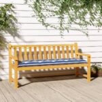 Coussin de banc de jardin rayures bleues et blanches 150x50x7cm