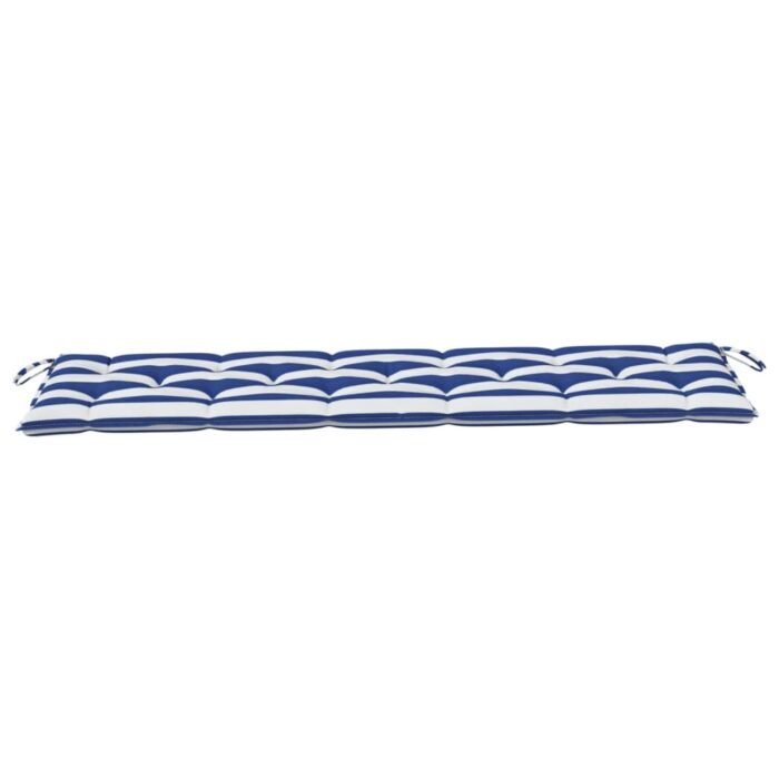 Coussin de banc de jardin rayures bleues et blanches 180x50x7cm – Image 2