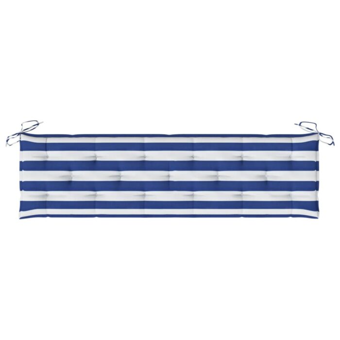 Coussin de banc de jardin rayures bleues et blanches 180x50x7cm – Image 3