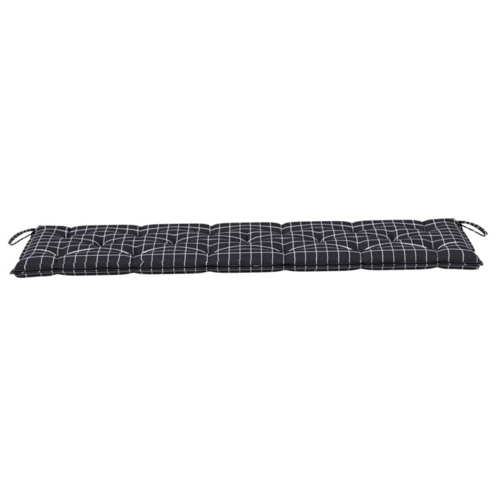 Coussin de banc de jardin carreaux noir 180x50x7cm tissu oxford – Image 2