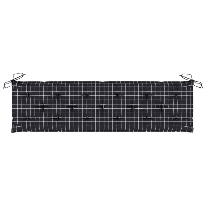 Coussin de banc de jardin carreaux noir 180x50x7cm tissu oxford – Image 3