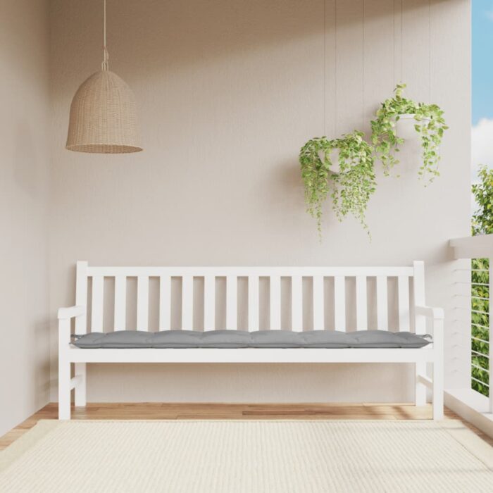 Coussin de banc de jardin gris 200x50x7 cm tissu oxford – Image 1