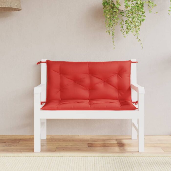 Coussins de banc jardin lot de 2 rouge 100x50x7 cm tissu Oxford – Image 1