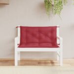 Coussins de banc de jardin lot de 2 rouge bordeaux tissu Oxford