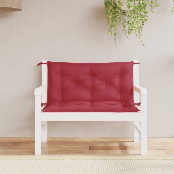 Coussins de banc de jardin lot de 2 rouge bordeaux tissu Oxford – Image 1