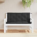 Coussins de banc jardin lot de 2 noir 120x50x7 cm tissu Oxford