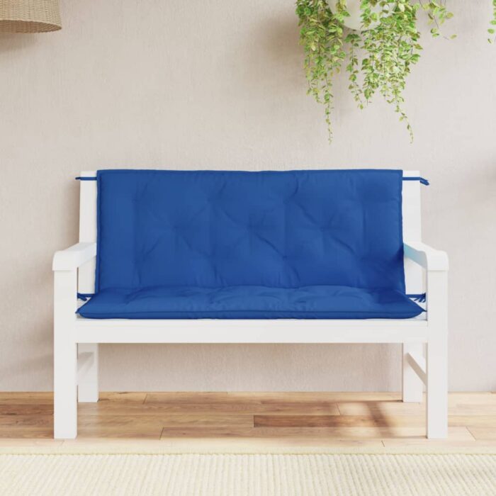 Coussins de banc jardin lot de 2 bleu 120x50x7 cm tissu Oxford – Image 1