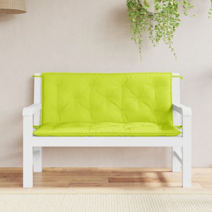 Coussins de banc de jardin lot de 2 vert vif tissu Oxford – Image 1