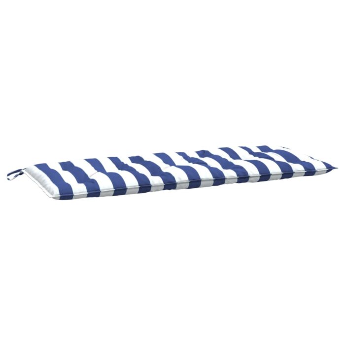 Coussins de banc de jardin lot de 2 rayures bleues et blanches – Image 2
