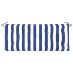 Coussins de banc de jardin lot de 2 rayures bleues et blanches – Image 3