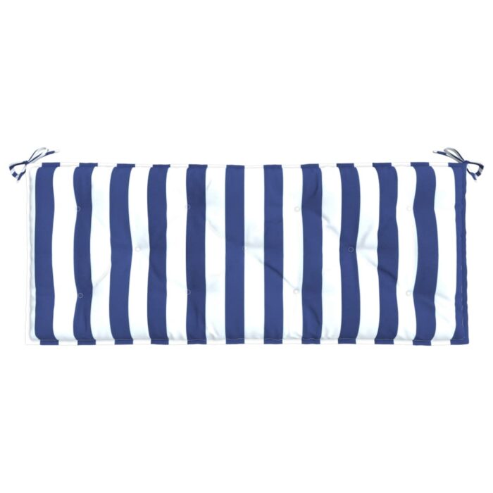 Coussins de banc de jardin lot de 2 rayures bleues et blanches – Image 3