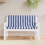 Coussins de banc de jardin lot de 2 rayures bleues et blanches