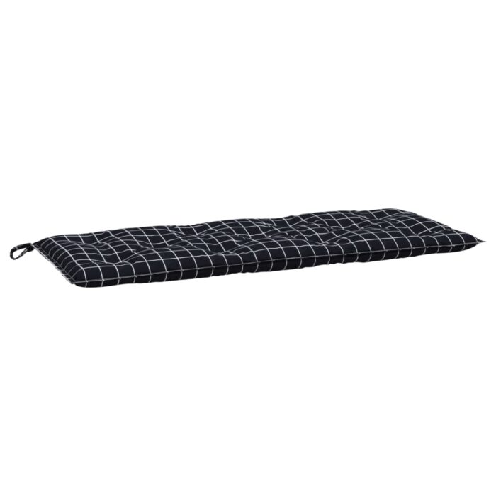 Coussins de banc de jardin lot de 2 carreaux noir 120x50x7 cm – Image 2