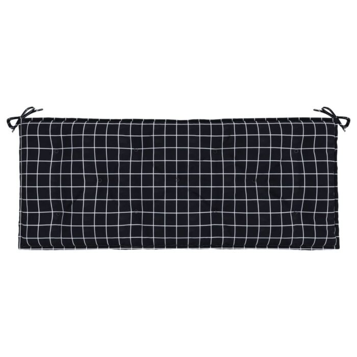 Coussins de banc de jardin lot de 2 carreaux noir 120x50x7 cm – Image 3
