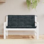 Coussins de banc de jardin lot de 2 carreaux noir 120x50x7 cm