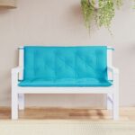 Coussins de banc de jardin lot de 2 turquoise 120x50x7 cm tissu