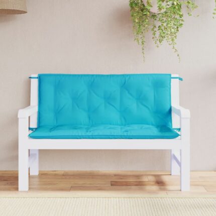 Coussins de banc de jardin lot de 2 turquoise 120x50x7 cm tissu