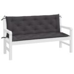 Coussins de banc de jardin lot de 2 anthracite tissu Oxford – Image 2