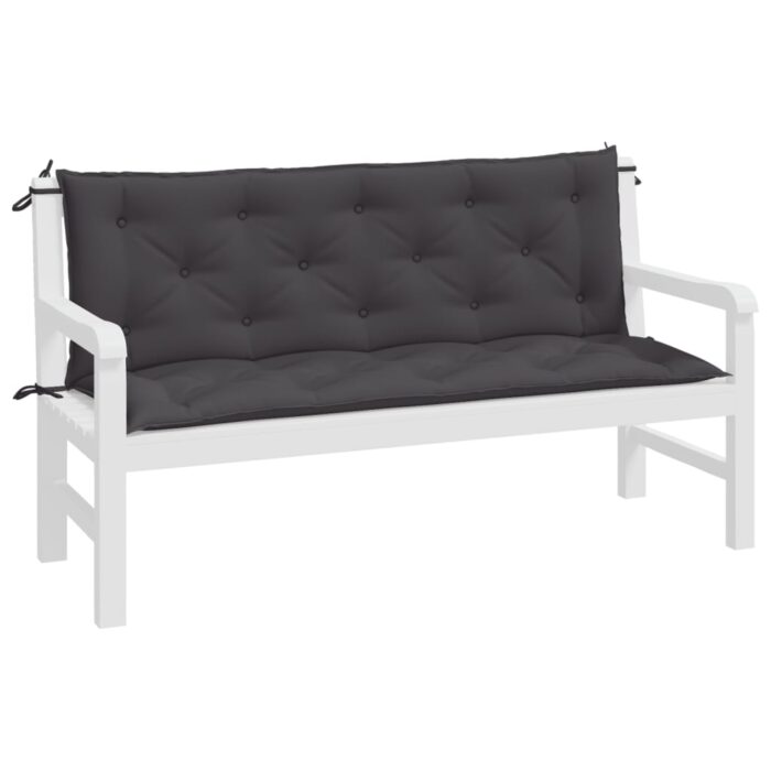 Coussins de banc de jardin lot de 2 anthracite tissu Oxford – Image 2