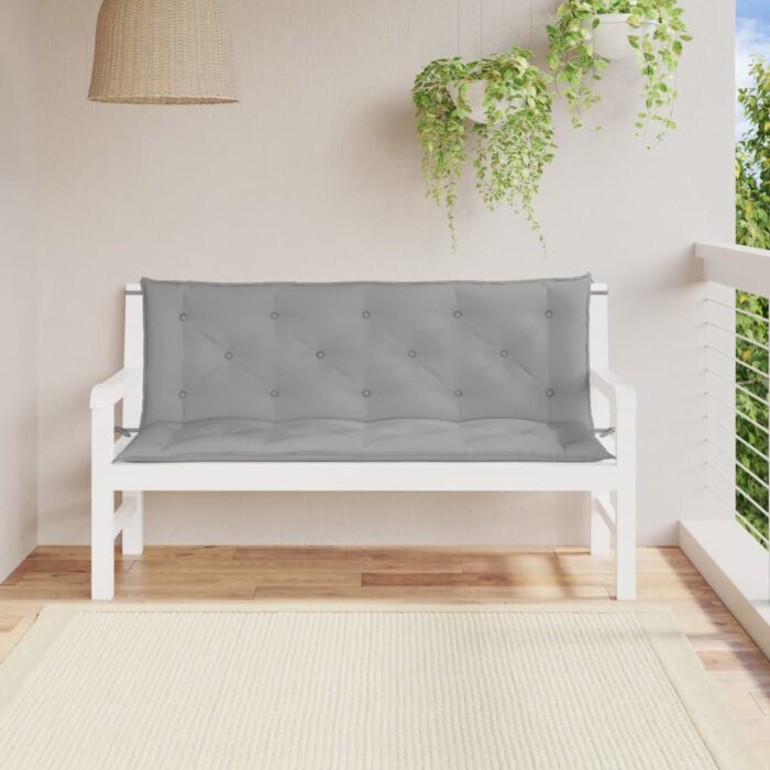 Coussins de banc jardin lot de 2 gris 150x50x7 cm tissu Oxford – Image 1