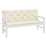 Coussins de banc de jardin lot de 2 blanc crème tissu Oxford – Image 2