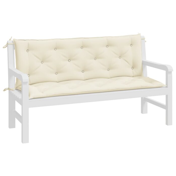 Coussins de banc de jardin lot de 2 blanc crème tissu Oxford – Image 2