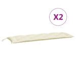 Coussins de banc de jardin lot de 2 blanc crème tissu Oxford – Image 3